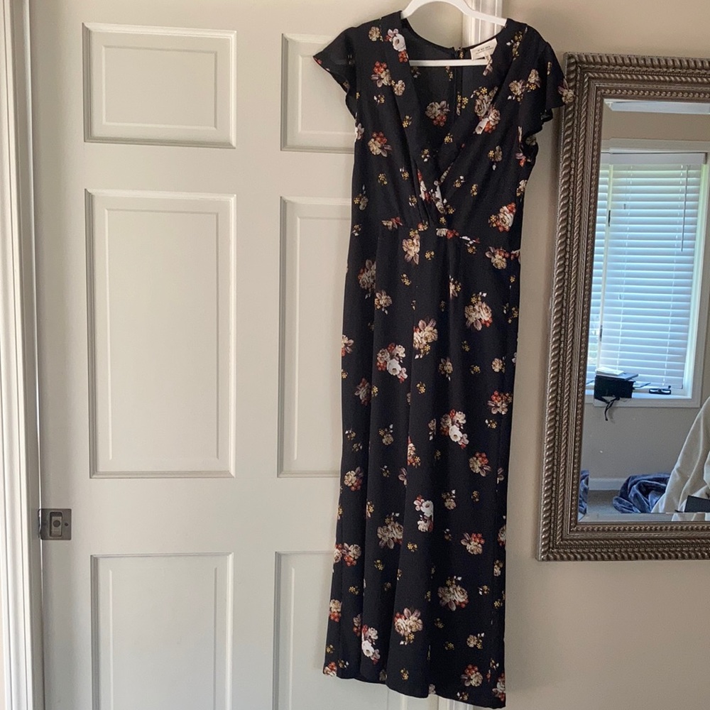 Black/floral jumpsuit, medium. If By Sea